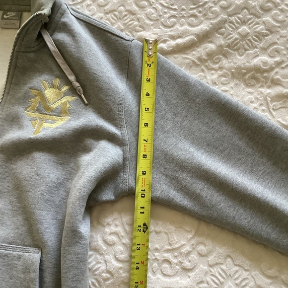 RARE Manny Pacquiao Nike Sportswear Full-Zip Hoodie, size L, grey and gold logo - Picture 15 of 16